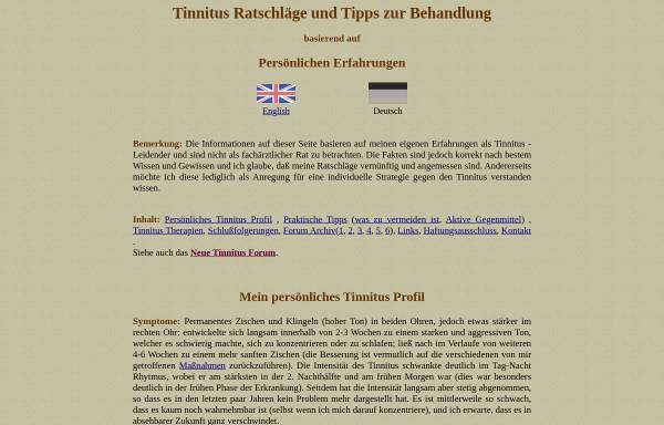 Vorschau von www.mytinnitus.de, Tinnitus Ratschläge und Tipps zur Behandlung