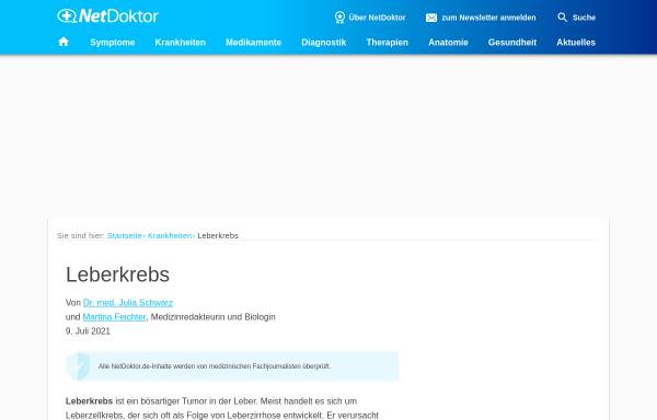 Vorschau von www.netdoktor.de, Netdoktor: Leberkrebs