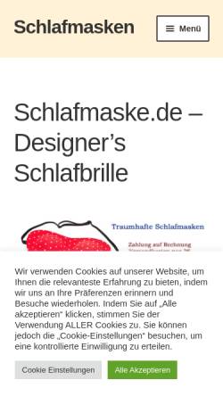 Vorschau der mobilen Webseite schlafmaske.de, Designer's Schlafbrille Dr. Helmut Weidenmann