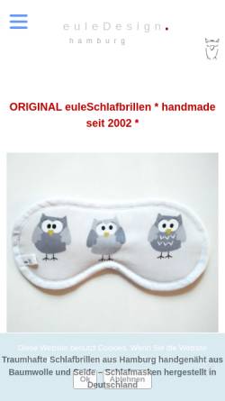 Vorschau der mobilen Webseite www.schlafbrille.de, Eule design, C. Lueck und H. Deinert GbR