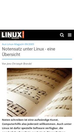 Vorschau der mobilen Webseite www.linux-magazin.de, Linux-Magazin: Notensatz unter Linux