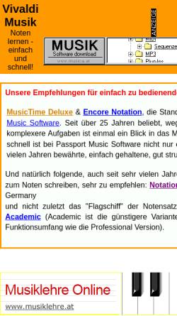 Vorschau der mobilen Webseite www.musica.at, VivaldiStudio Musiksoftware