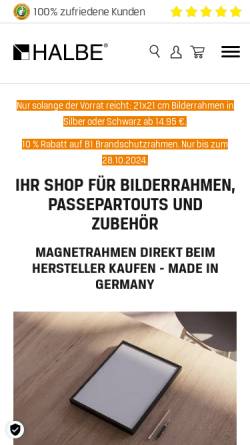 Vorschau der mobilen Webseite www.halbe-rahmen.de, Halbe-Rahmen GmbH