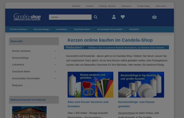 Vorschau von www.kerzen-online-kaufen.de, Candela Präsente GmbH