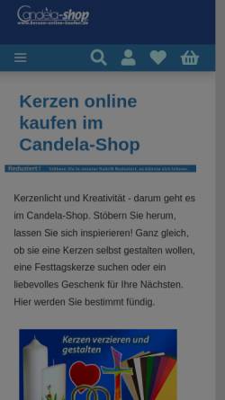 Vorschau der mobilen Webseite www.kerzen-online-kaufen.de, Candela Präsente GmbH