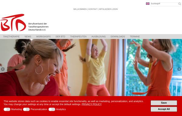 Vorschau von www.btd-tanztherapie.de, Berufsverband der TanztherapeutInnen (BTD)