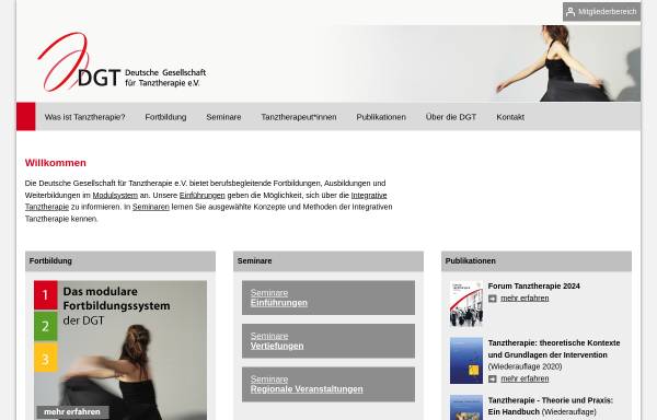 Vorschau von www.dgt-tanztherapie.de, Deutsche Gesellschaft für Tanztherapie e.V.