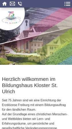 Vorschau der mobilen Webseite www.bildungshaus-kloster-st-ulrich.de, Katholische Landvolkshochschule St. Ulrich e.V.
