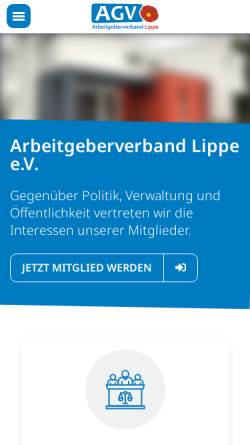Vorschau der mobilen Webseite www.agv-lippe.de, Arbeitgeberverband Lippe e.V. [AGV]