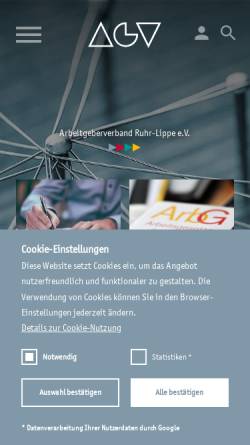 Vorschau der mobilen Webseite agv-ruhr-lippe.de, Arbeitgeberverband Ruhr-Lippe e. V. [AGV Ruhr-Lippe]