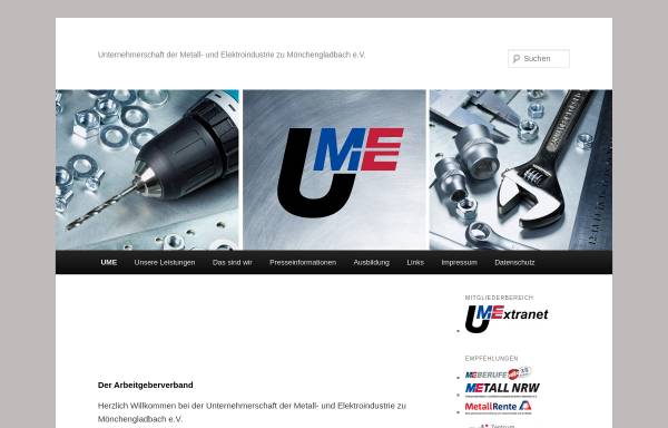 Vorschau von www.ume-mg.de, Unternehmerschaft der Metall- und Elektroindustrie zu Mönchengladbach e.V.