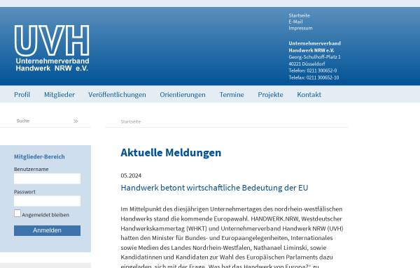 Vorschau von www.lfh-nrw.de, Unternehmerverband Handwerk NRW, Landesvereinigung der Fachverbände des Handwerks (LFH)