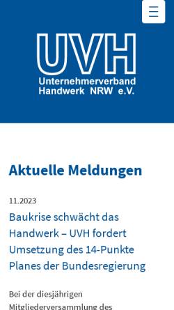 Vorschau der mobilen Webseite www.lfh-nrw.de, Unternehmerverband Handwerk NRW, Landesvereinigung der Fachverbände des Handwerks (LFH)