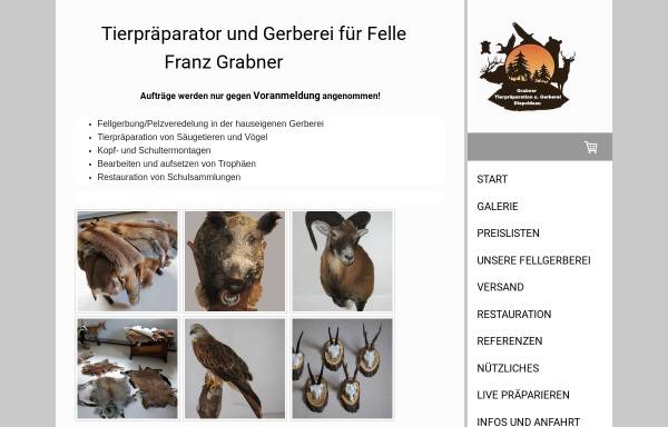 Vorschau von www.tierpraeparationen.ch, Tierpräparatorium Grabner