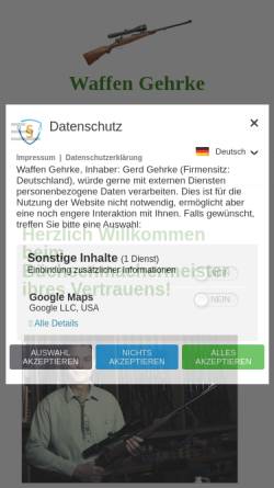 Vorschau der mobilen Webseite www.waffen-gehrke.de, Waffen Gehrke - Büchsenmachermeister