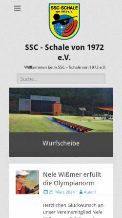 Vorschau der mobilen Webseite www.ssc-schale.de, Wurfscheibenstand Hopsten-Schale