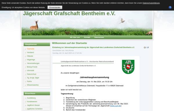 Vorschau von www.jaegerschaft-grafschaft-bentheim.de, Jägerschaft Grafschaft Bentheim e.V.