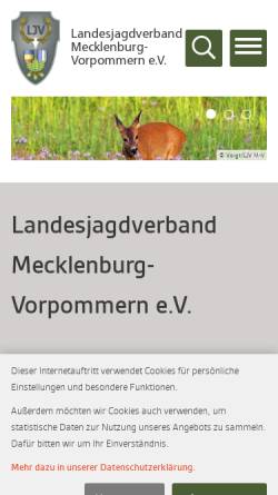 Vorschau der mobilen Webseite www.ljv-mecklenburg-vorpommern.de, Landesjagdverband Mecklenburg-Vorpommern