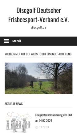 Vorschau der mobilen Webseite www.discgolf.de, Disc Golf in Deutschland