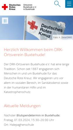 Vorschau der mobilen Webseite www.drk-buxtehude.de, Deutsches Rotes Kreuz - Ortsverein Buxtehude e.V.