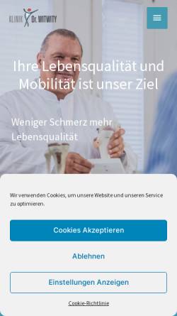 Vorschau der mobilen Webseite www.arthroclinic-witwity.de, Klinik Dr.Witwity