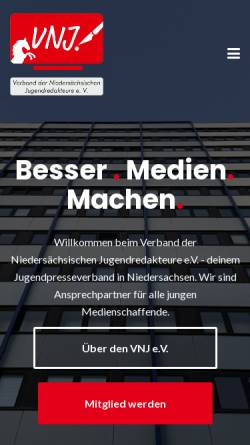 Vorschau der mobilen Webseite www.vnj.de, Verband der Niedersächsischen Jugendredakteure e.V.
