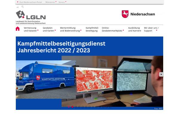 Vorschau von www.lgn.niedersachsen.de, Landesvermessung und Geobasisinformation Niedersachsen (LGN)