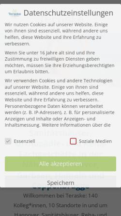 Vorschau der mobilen Webseite www.teraske.de, Teraske Orthopädie- und Rehatechnik GmbH