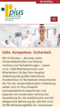 Vorschau der mobilen Webseite www.pius-hospital.de, Pius Hospital