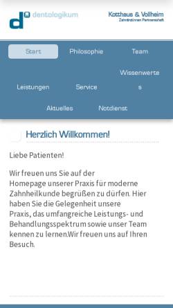 Vorschau der mobilen Webseite www.dentologikum.de, Dentologikum, Dr. Kotthaus und Vollheim
