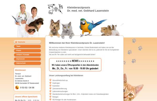 Vorschau von www.dr-lauenstein.de, Tierarztpraxis Dr. med. vet. Gebhard Lauenstein