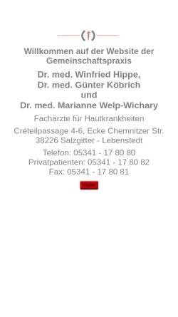 Vorschau der mobilen Webseite www.hautzentrum-salzgitter.de, Dres. Hippe, Köbrich und Welp-Wichary