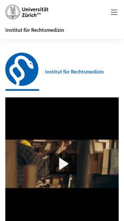 Vorschau der mobilen Webseite www.irm.uzh.ch, Institut für Rechtsmedizin an der Universität Zürich-Irchel