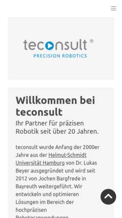 Vorschau der mobilen Webseite www.teconsult.de, Teconsult Precision Robotics, Inh. Lukas Beyer