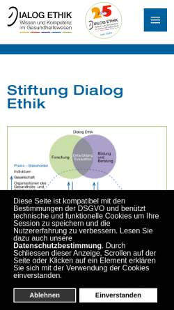 Vorschau der mobilen Webseite www.dialog-ethik.ch, Interdisziplinäres Institut für Ethik im Gesundheitswesen