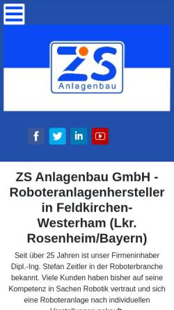 Vorschau der mobilen Webseite www.zs-anlagenbau.de, ZS Automation GmbH & Co. KG