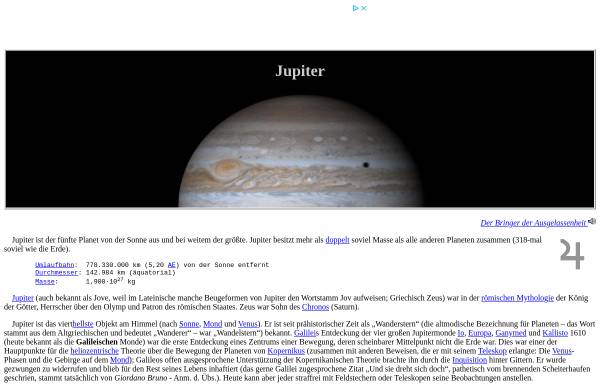 Vorschau von www.neunplaneten.de, Planet Jupiter