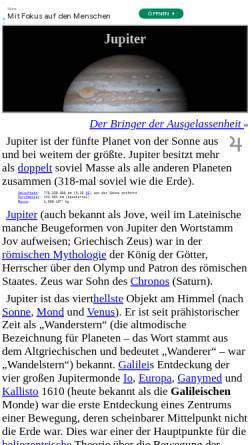 Vorschau der mobilen Webseite www.neunplaneten.de, Planet Jupiter