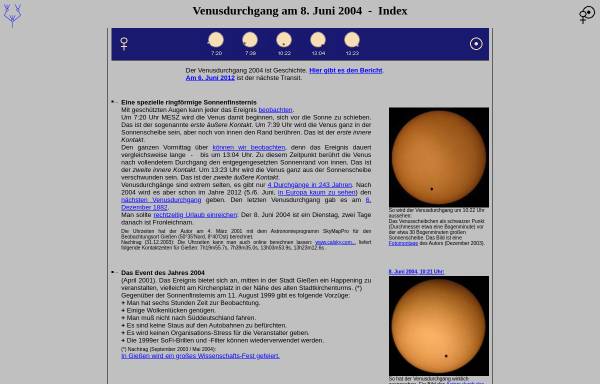 Vorschau von www.josef-graef.de, Venusdurchgang am 8. Juni 2004
