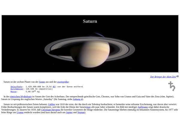 Vorschau von www.neunplaneten.de, Planet Saturn