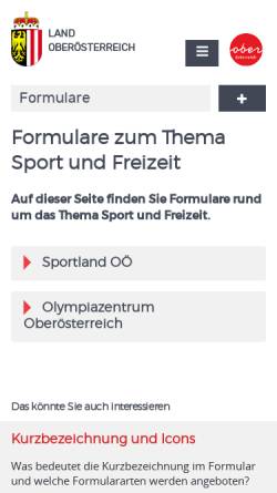 Vorschau der mobilen Webseite www.land-oberoesterreich.gv.at, Landessportbüro Oberösterreich