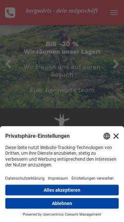 Vorschau der mobilen Webseite www.bergwaerts.at, Bergwärts