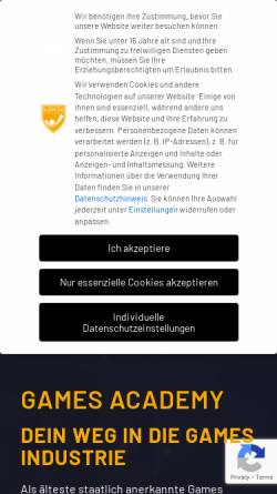 Vorschau der mobilen Webseite www.games-academy.de, Games Academy GmbH