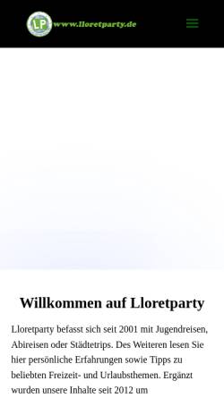 Vorschau der mobilen Webseite lloretparty.de, Lloretparty