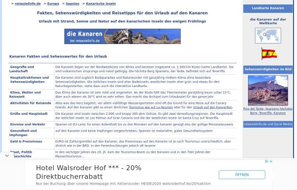 Vorschau von www.reisezielinfo.de, Die Kanaren - Informationen für Urlaub und Reise