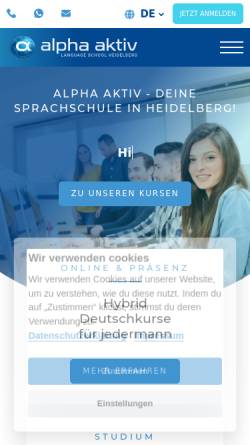 Vorschau der mobilen Webseite alpha-heidelberg.de, Alpha Aktiv Privates Bildungsinstitut