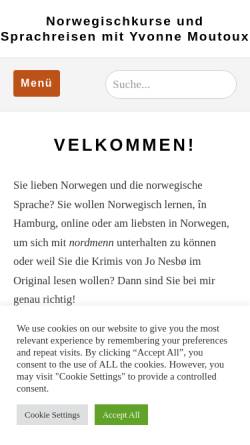 Vorschau der mobilen Webseite www.norwegischkurse.com, Yvonne Moutoux M.A. - Norwegischkurse