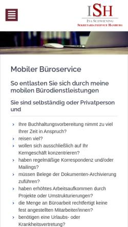 Vorschau der mobilen Webseite www.sekretariatservice-hamburg.de, Sekretariatsservice Ina Schwiening