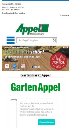 Vorschau der mobilen Webseite www.holzfachmarkt-appel.de, Holzfachmarkt Appel GmbH
