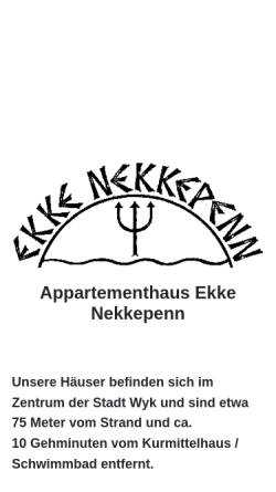 Vorschau der mobilen Webseite www.ekke-nekkepenn.de, Appartementhaus Ekke Nekkepenn, K. & K. Rascher
